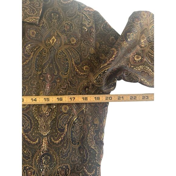 Chicos Size 1 Vintage Brown Gold Metallic Paisley Button Jacket Old Money #5632 - Picture 9 of 12